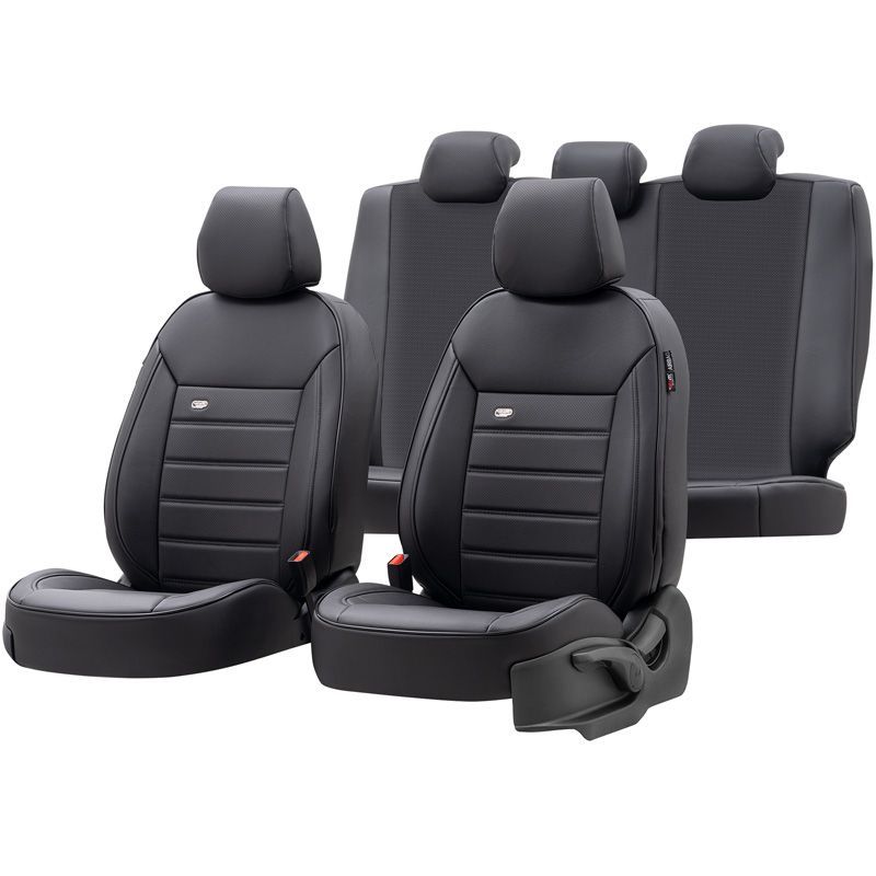 Housses de sièges Mitsubishi Pajero Premium - Cuir noir