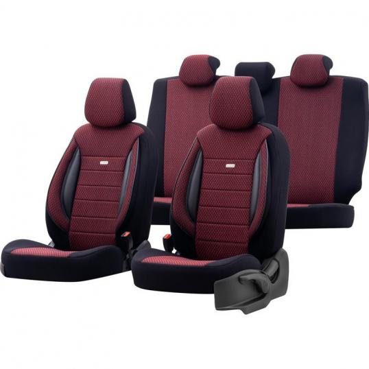 Housses de sièges Ssangyong Subaru  - Gamme Selected Fit - Tissu noir et rouge